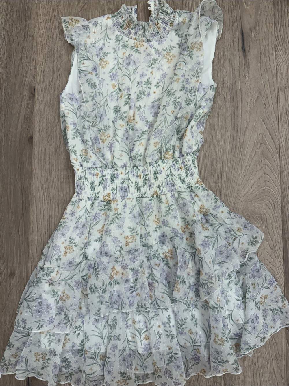 Girls Floral Smocked Waist Dress bloomies Aqua girls 7/8